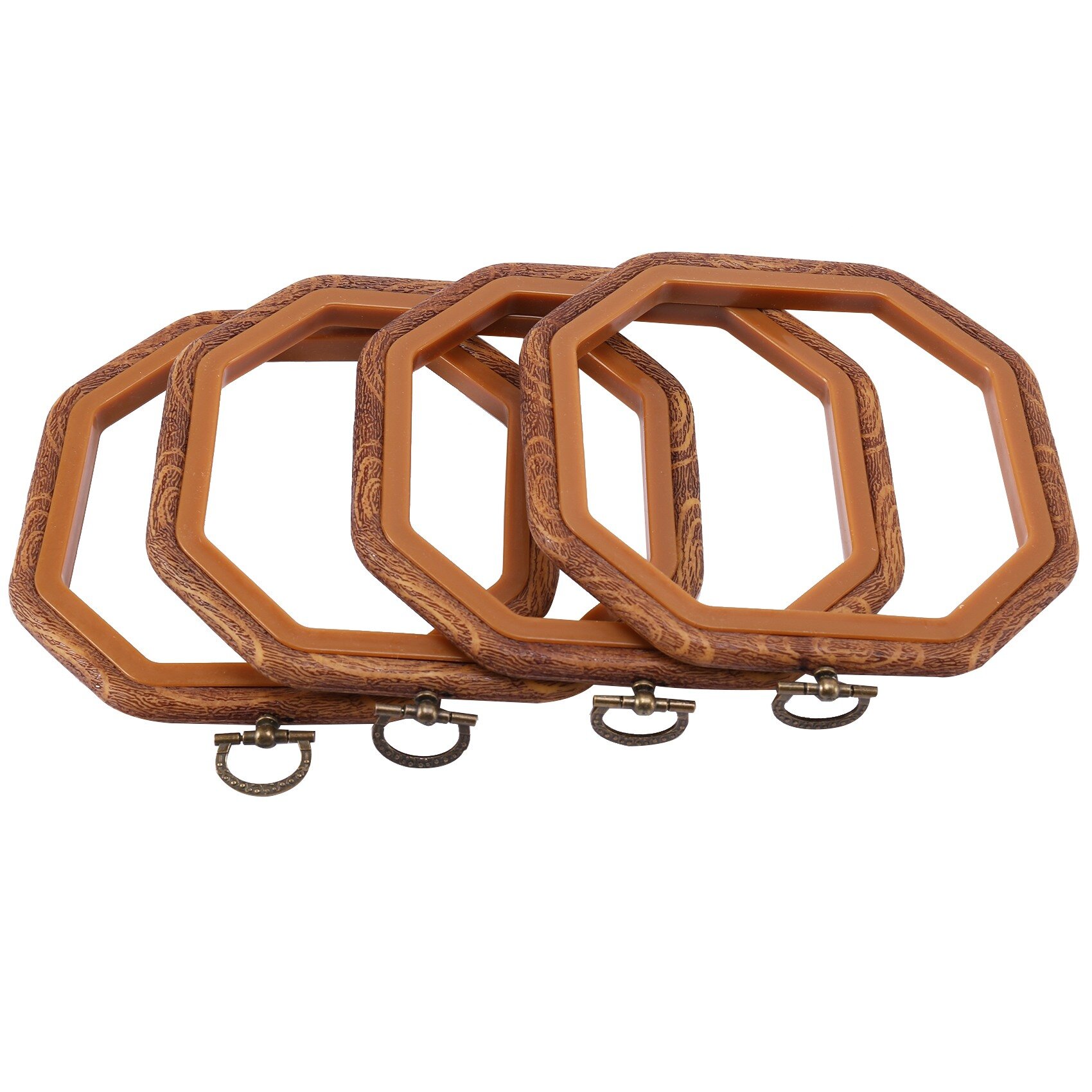 4PCS Octagon Embroidery Hoops Imitated Wood Hoop Set Display Frame for Art Craft Sewing and Hanging